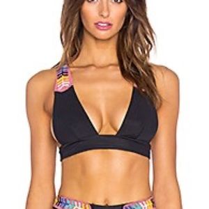 Mara Hoffman Black Beaded Bikini Top